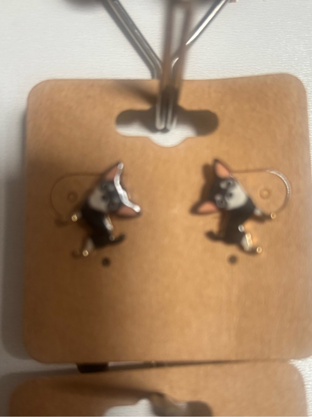 Cute Black & White Dog Stud Earrings